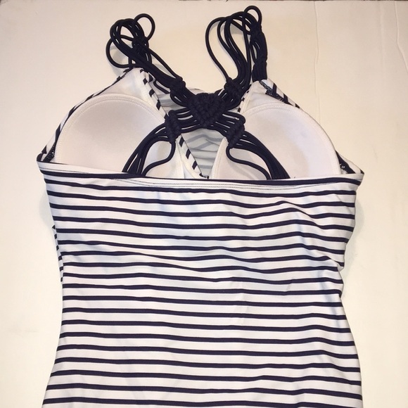 Kona Sol Shirred Macrame Strap One Piece Swimsuit - Picture 4 of 5